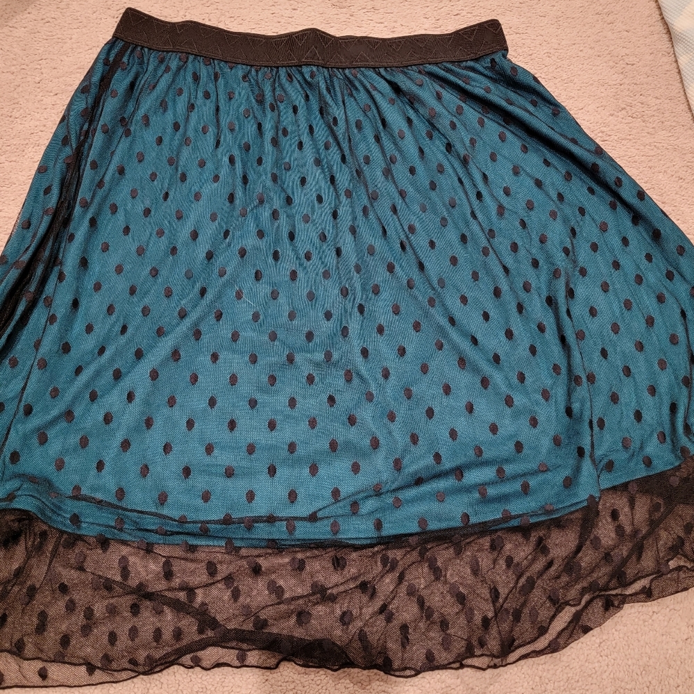 2XL LLR Teal Polka Dot Skirt